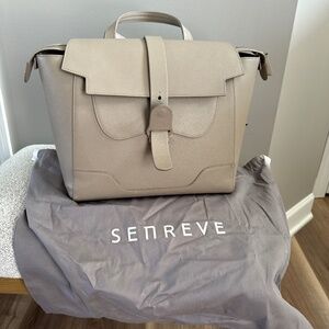 Senreve Maestra Bag pebbles sand and silver hardware